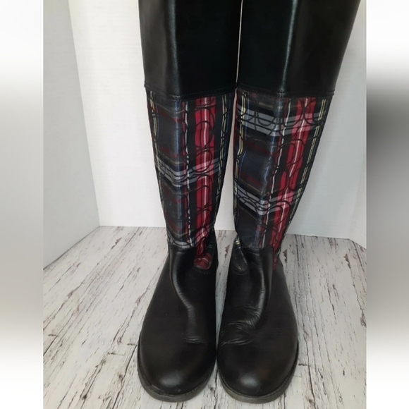 Coach 9B Chrissi Tall Tartan Logo Riding Boots - Picture 7 of 10